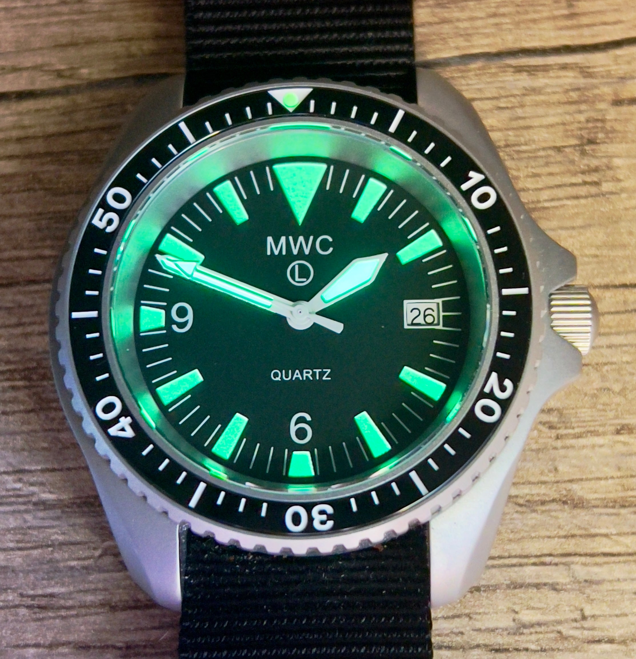 Current NATO Pattern Quartz Military Divers Watch with Sapphire Crystal and 10 Year Battery Life and Ceramic Bezel - NATO STOCK NUMBER NSN 6645-99-157-3496