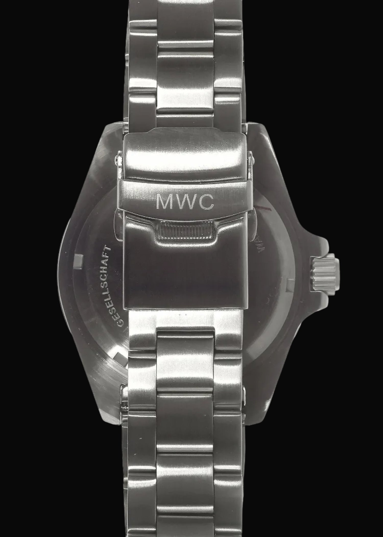 MWC 24 Jewel 300m Automatic Military Divers Watch with Sapphire Crystal and Ceramic Bezel on a Matching Stainless Steel Bracelet