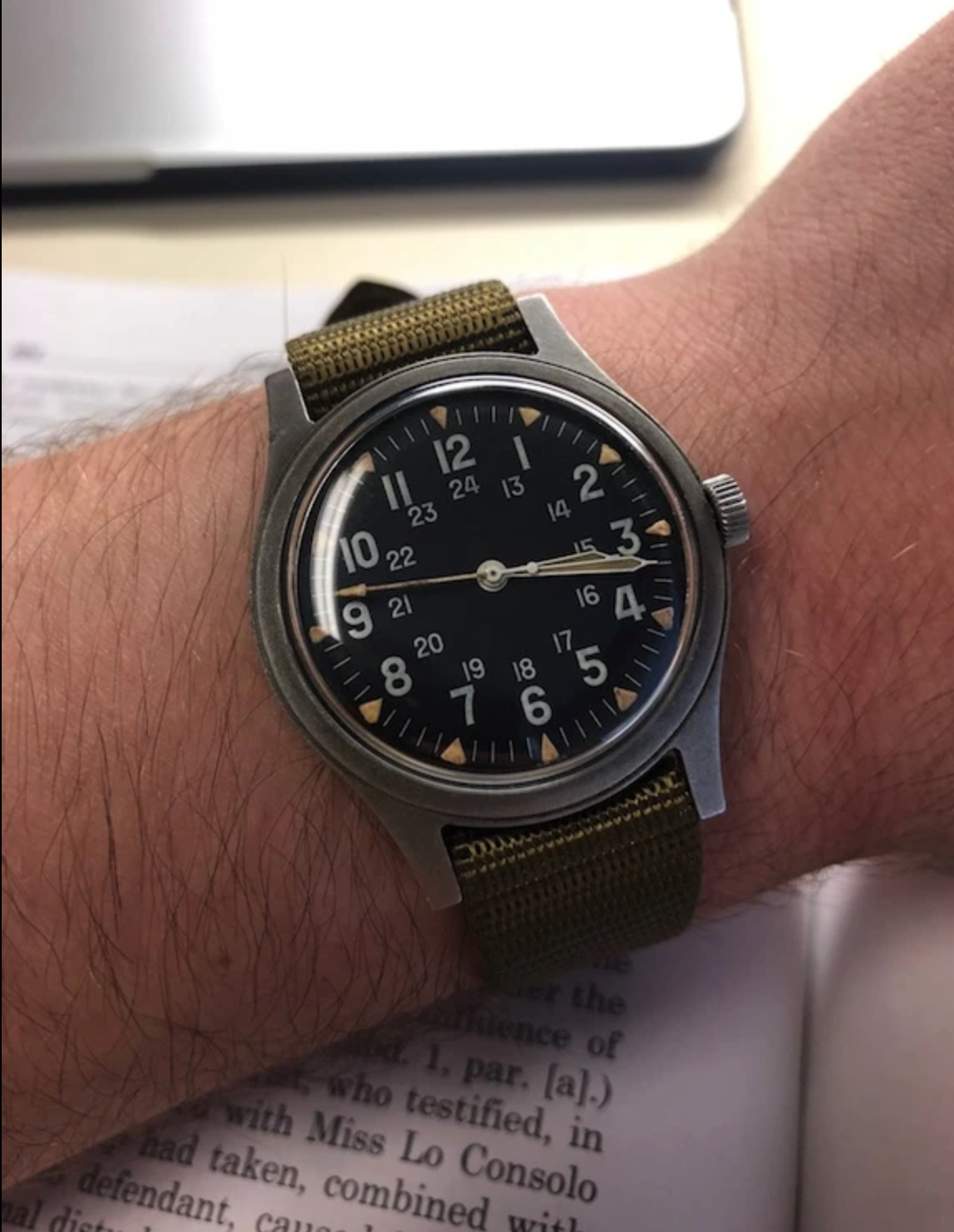 MWC Black PVD Stainless Steel PVD GG-W-113 Vietnam War Pattern Watch (24 Jewel Automatic)