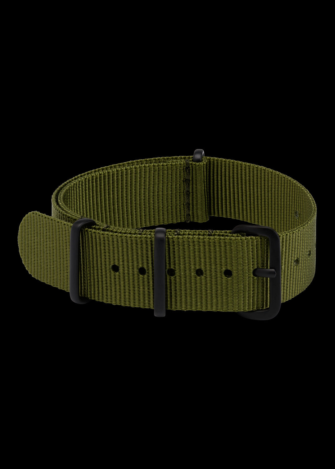 22mm Olive NATO Military Watch Strap with Covert Non Reflective Black PVD fittings
