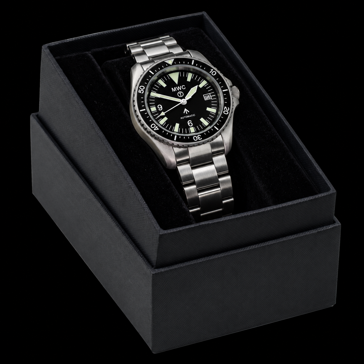 MWC 1999-2001 Pattern Automatic Military Divers Watch with Sapphire Crystal and 60 Hour Power Reserve on a Bracelet
