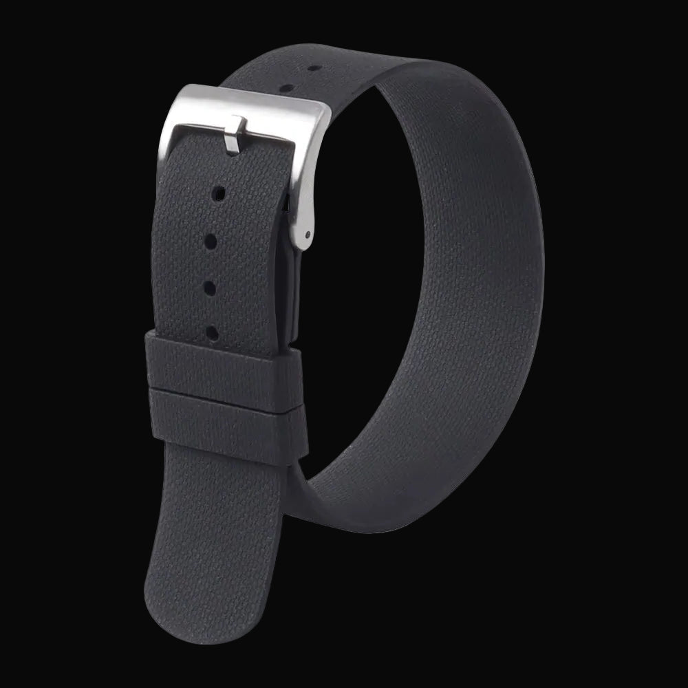 Black 20mm FKM Rubber Strap with Quick Release Feature for Fast and Easy Fitting and Removal