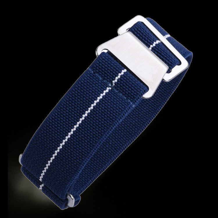 20mm Elasticated French Navy and Special Forces Strap in Navy with a White Stripe