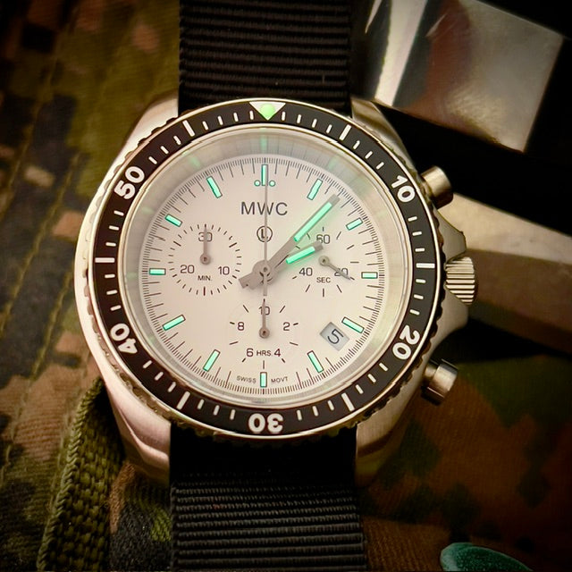 MWC NATO Pattern Stainless Steel Military Pilots Chronograph with Sapphire Crystal and Swiss Ronda Movement