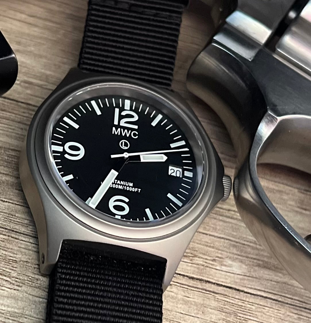 MWC Titanium Military Watch, 300m Water Resistant, Sapphire Crystal and 10 Year Battery Life - NATO NSN Number: 6645-99-847-7565