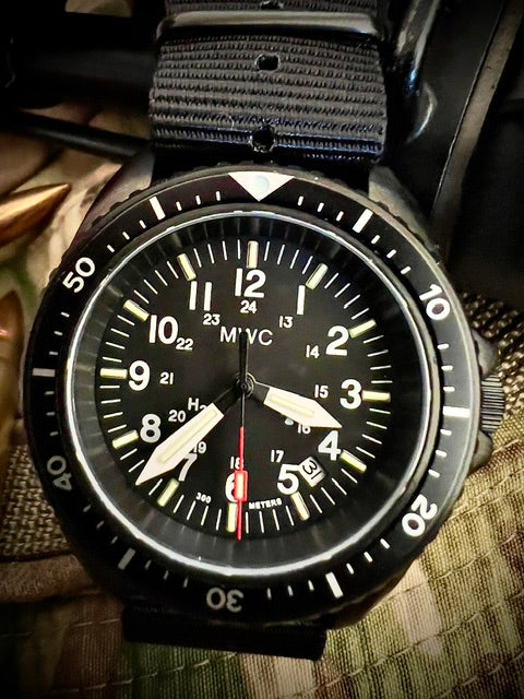 MWC Automatic Black PVD Military Divers Watch  - Tritium / GTLS Illumination and Sapphire Crystal